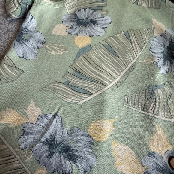 Lemon Grass Rayon Hawaiian Button-Up Shirt L - Picture 4 of 7